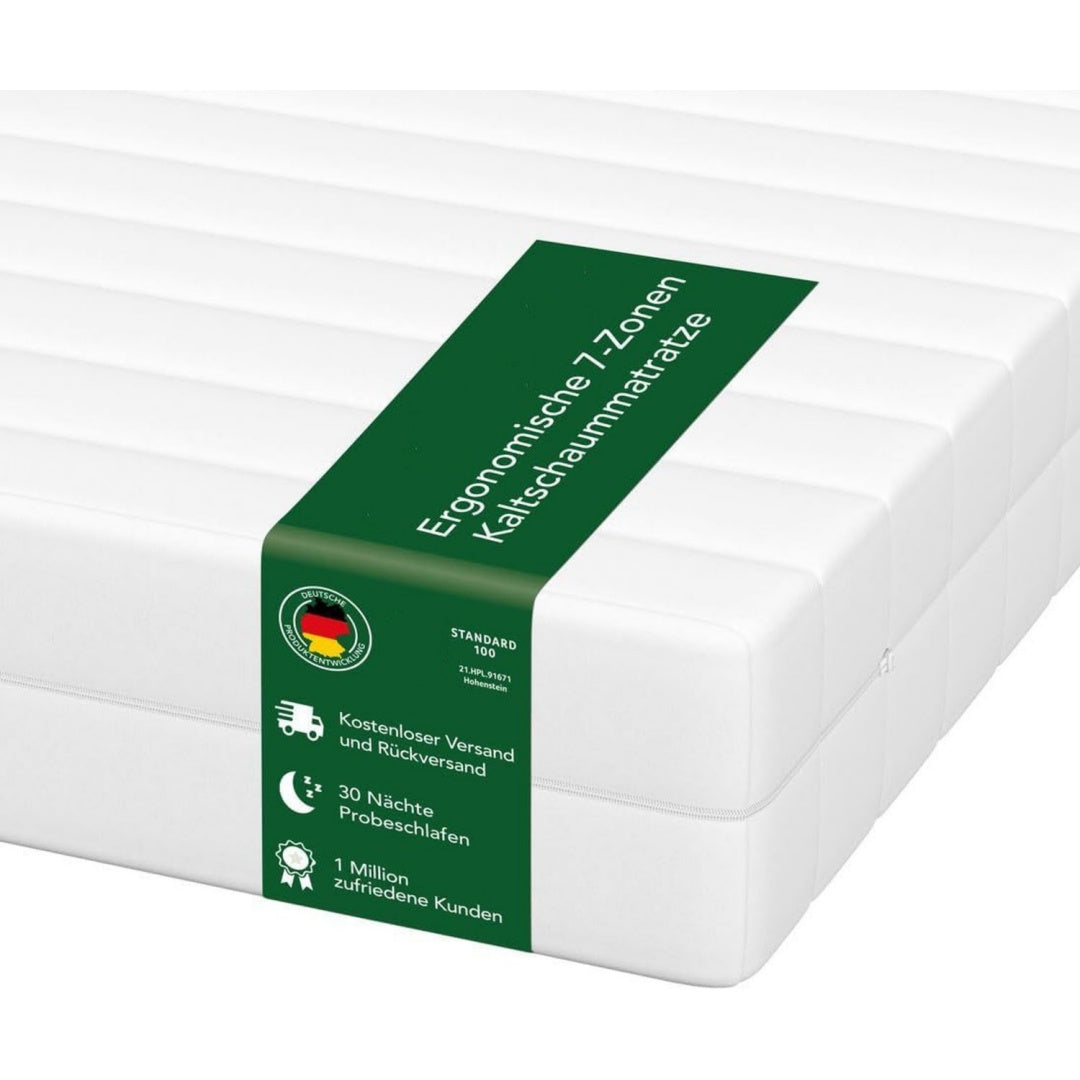 dreamstar easy flex 7-zonen matratze 90x190 cm h2h3 ergonomische kaltschaummatratze hypoallergen antibakteriell bezug abnehmbar waschbar oeko-textil 11cm 90 x 190 cm