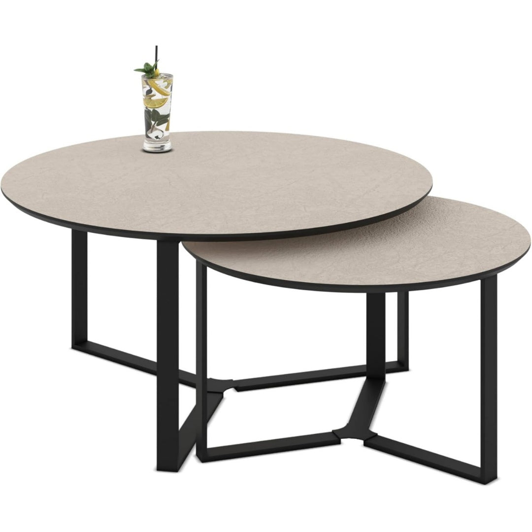 hela tische 2er set couchtisch massa cashmere msteinstruktur gestell metall rechteckig 8060cm