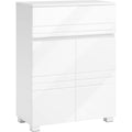 badezimmerschrank mit 1 schublade 2 schranktueren 60x30x80 cm schmaler badschrank beistellschrank kommode verstellbare ablage wolkenweiss kain kollektion bbk140w01