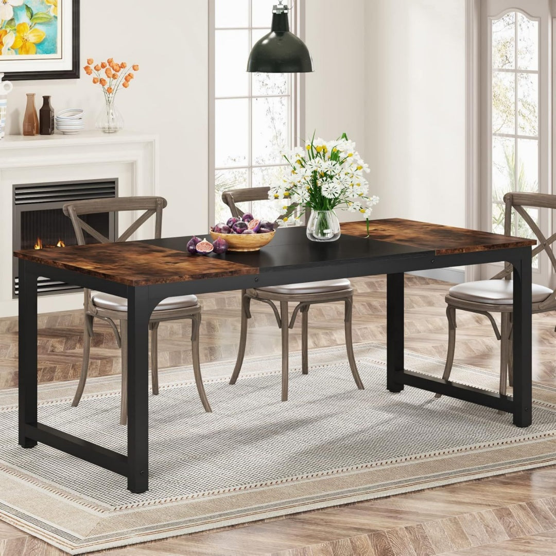 tribesigns esstisch 180 x 80 cm industrieller kuechentisch rechteckig fuer 68personen robuster esszimmertisch mit metallbeinen fuer kueche esszimmer wohnzimmer rustikales braun 180 x 80 x 75 cm