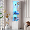 lvifur glasvitrine mit lichtemittierende diode-beleuchtung 3 ebenen weiss glas holz vitrinenschrank 3-lagen sammlervitrine mit intelligente sensorik fuer wohnzimmer