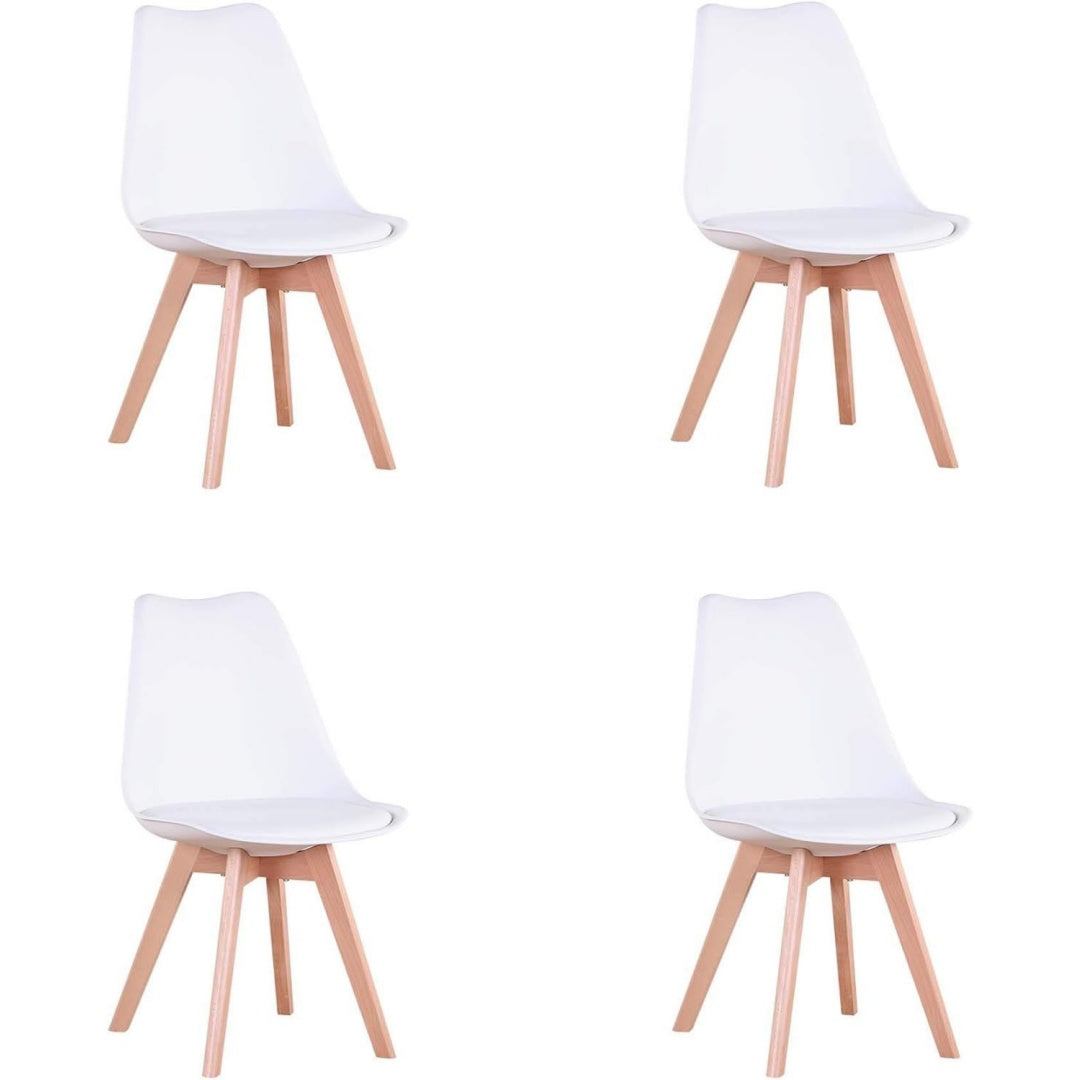 grandca home 4er-set esszimmerstuehle buerostuehle mit beinen aus massiver buche retro-design gepolsterte stuehle kuechenstuehle aus holz weiss