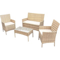 svita brooklyn gartenlounge 4-teilig polyrattan lounge set wetterfest garten terrasse balkon inkl kissen glas tisch beige