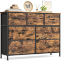kommode aufbewahrungsschrank 7 schubladen stahl schrank modern fuer schlafzimmer flur wohnzimmer tintenschwarz und rustikales braun bellah kollektion lgs323bh04