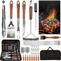 31-teiliges grill grillbesteck setedelstahl grillzubehoer setgrillutensilien set koffer mit grillkoffer und grillmattegeschenke fuer maenner fuer garten camping freien