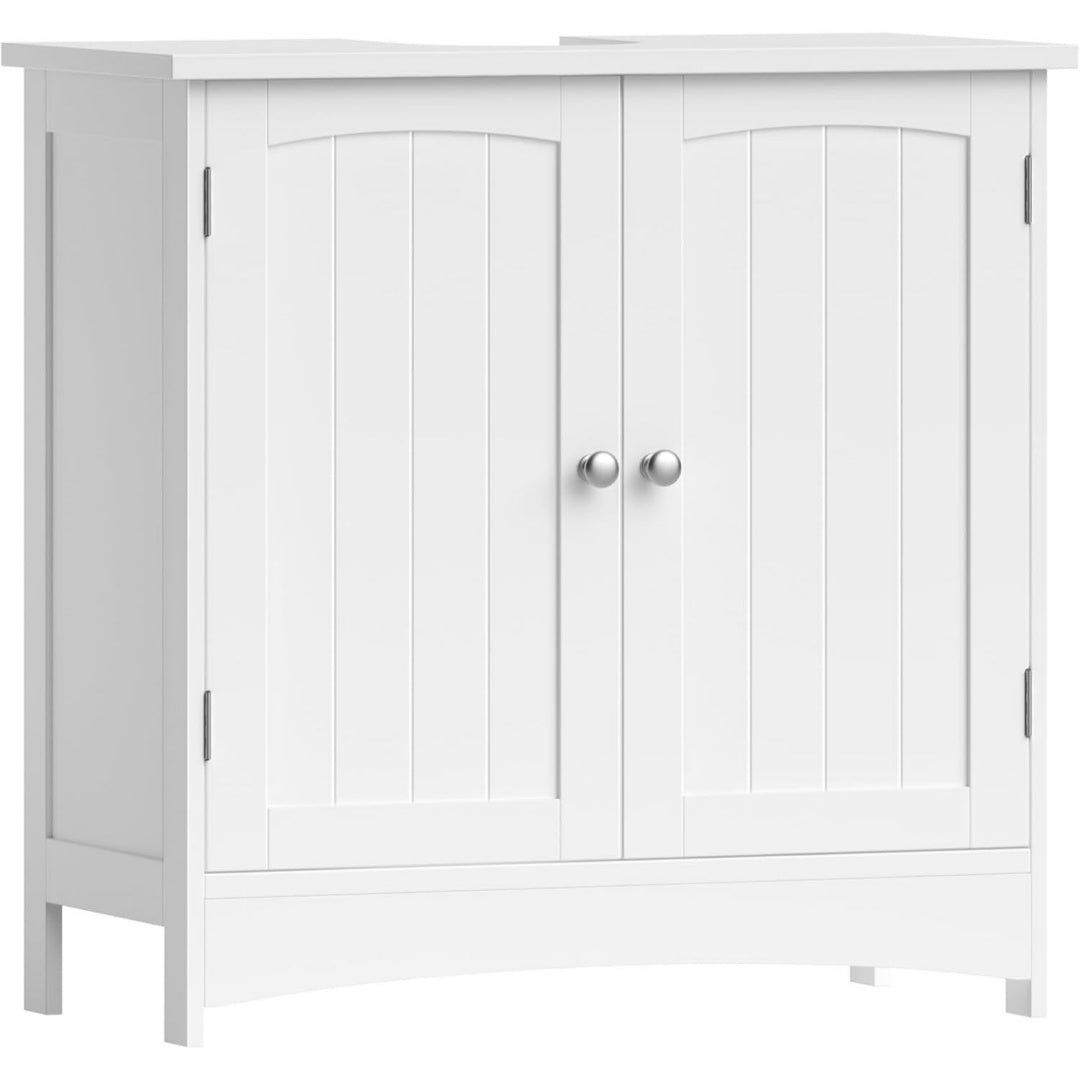 waschbeckenunterschrank 2 tueren 30 x 60 x 60 cm unterschrank badezimmerschrank badschrank hoehenverstellbare ablage weiss bbc01wt