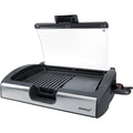 vg 200 grill tischgrill mit glasdeckel grillflaeche 290 x 400 cm hot zone alu-druckguss-grillplatte mit grillmuster temperaturkontrollleuchte 2200 watt